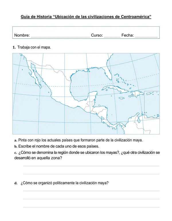 Guía de trabajo "Civilización Azteca- Maya" 4° año básico