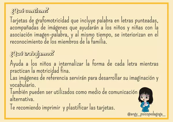 "Tarjetas de Grafomotricidad Edición La Familia"