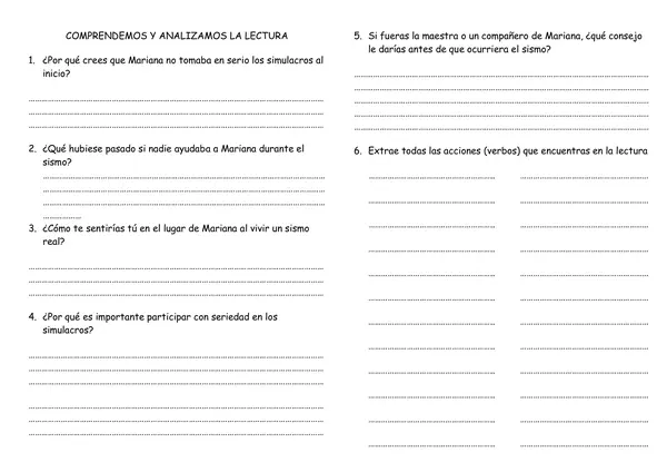Lectura  de  EL DÍA QUE MARIANA ENTENDIÓ LOS SIMULACROS