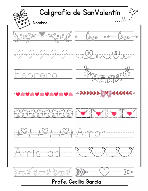 Caligrafía de San Valentín 