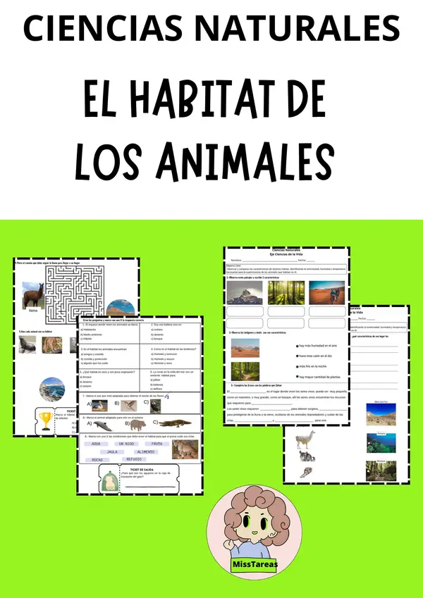  El Hábitat de los Animales Ficha de Ciencias para 2° Básico