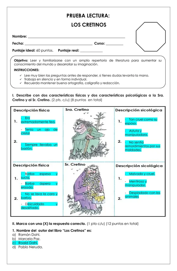 Prueba Lectura - Los Cretinos