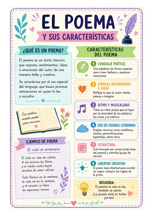 Póster o cartel educativo: El poema