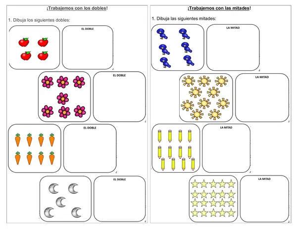 Guía 1° básico "Dibujar dobles y mitades"