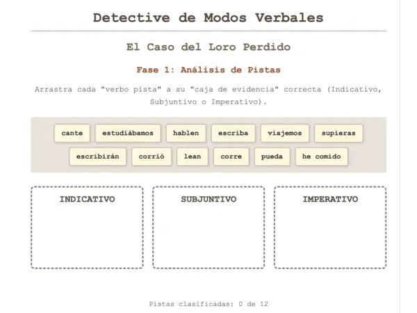 Juego interactivo - Modos verbales- 8vo básico