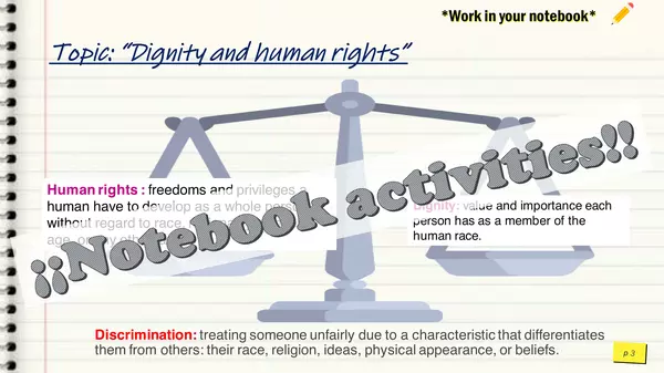 Civics and Ethics, 7º grade, Lesson PPT. Editable. "Dignity and Human Rights".".