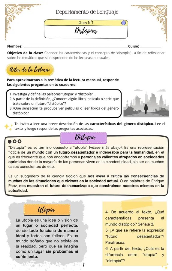 GUÍA 3° MEDIO PLAN LECTOR DISTOPÍAS