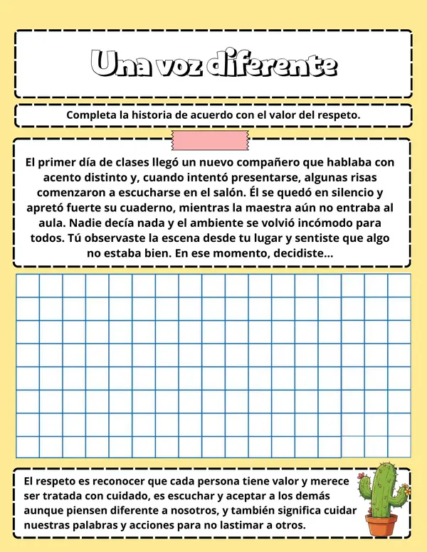 Cuadernillo: Escribe tus valores