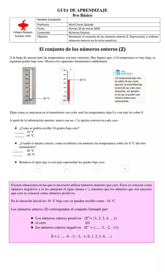 Guia N°1 Repaso numeros enteros