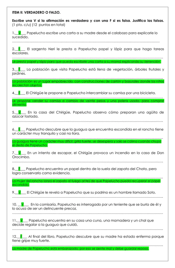 Prueba Lectura - Papelucho detective