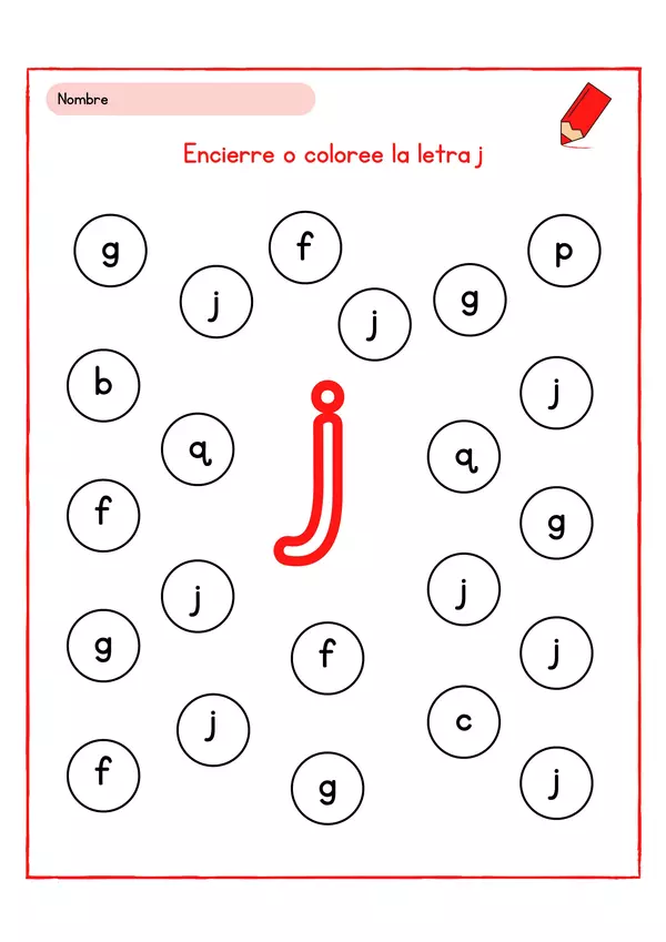 Actividad de identificación de la letra j
