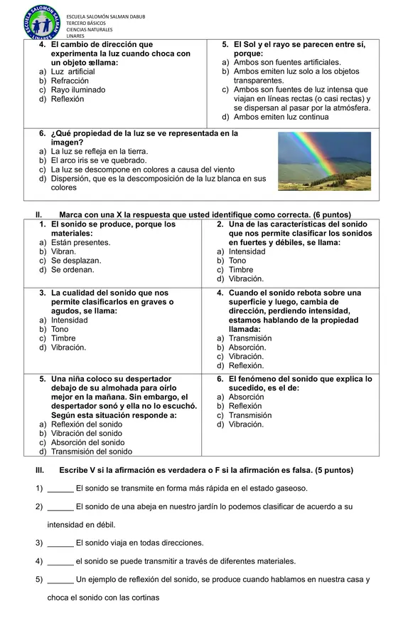 DIAGNÓSTICO CIENCIAS 4TO BÁSICO