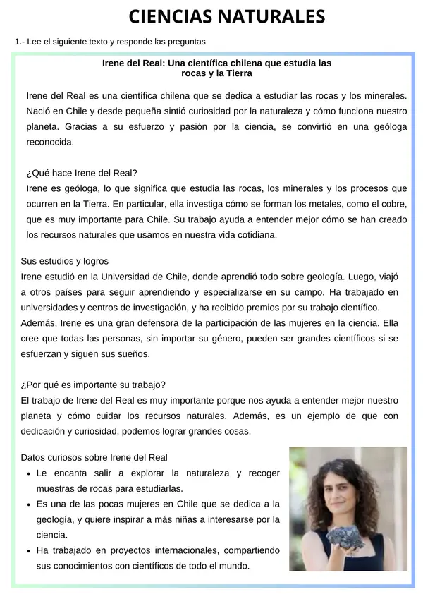 Comprensión lectora de Ciencias Naturales