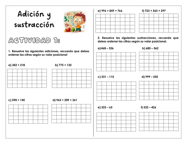 Guía de trabajo - Adiciones y sustracciones 