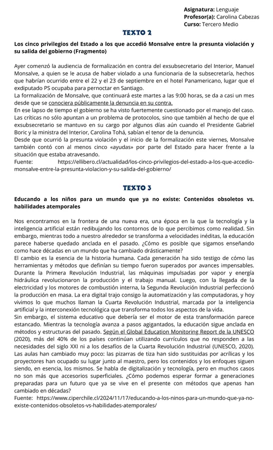 III° Medio: Guía de Análisis de la Enunciación y ACD para la Producción de Infografías