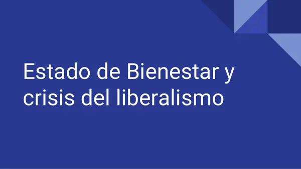 Estado de Bienestar y crisis del liberalismo