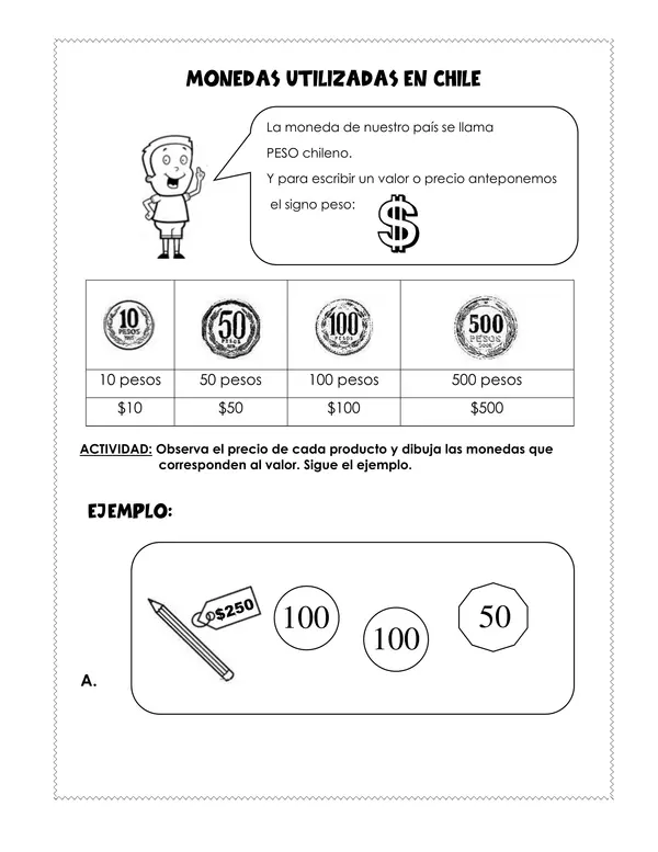 Guía de trabajo "Monedas utilizadas en Chile"