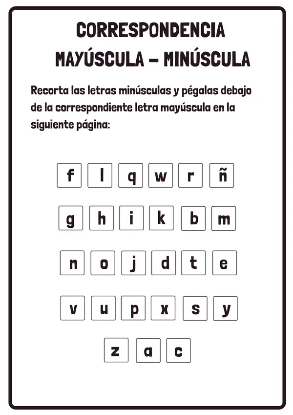 Ficha Correspondencia letras mayúsculas y minúsculas 