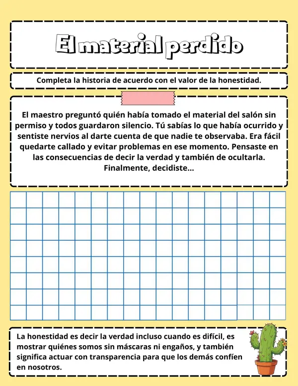 Cuadernillo: Escribe tus valores