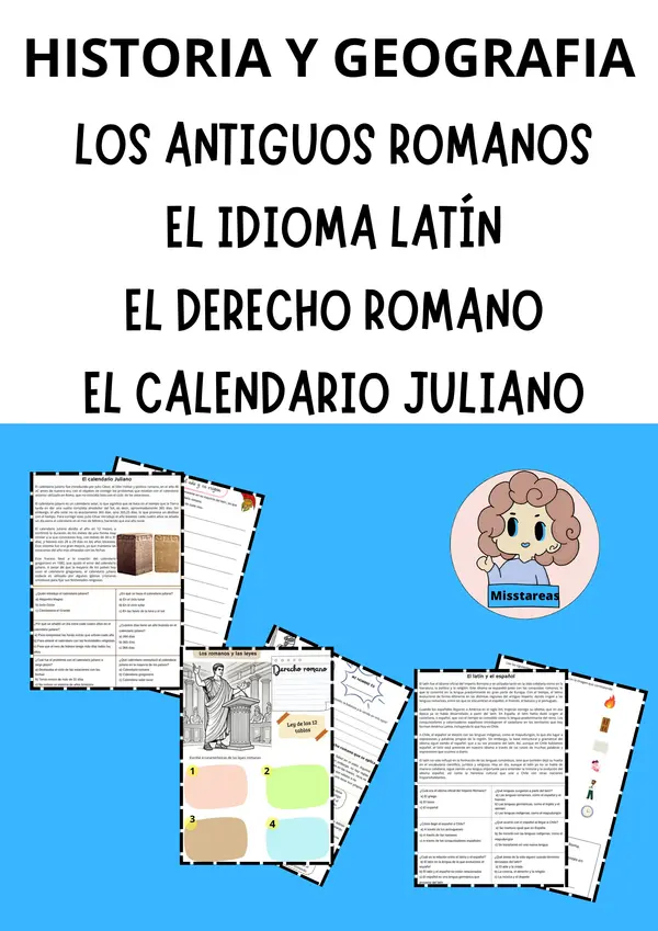 Ficha de Historia: El Legado de los Romanos - Latín, Derecho y Calendario