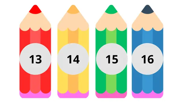 Lápices con números del 1 al 100