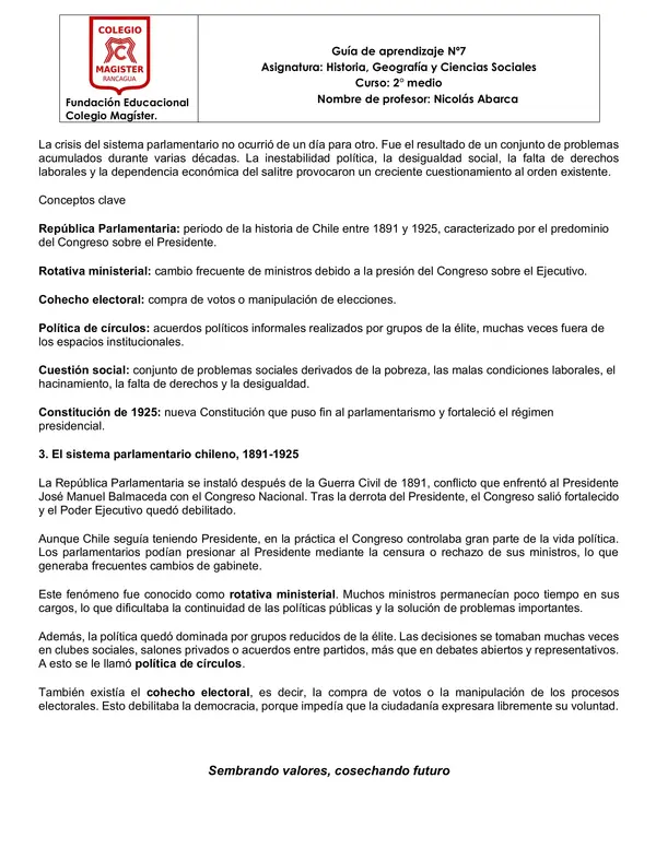 Chile post Primera Guerra Mundial: Arturo Alessandri primer gobierno