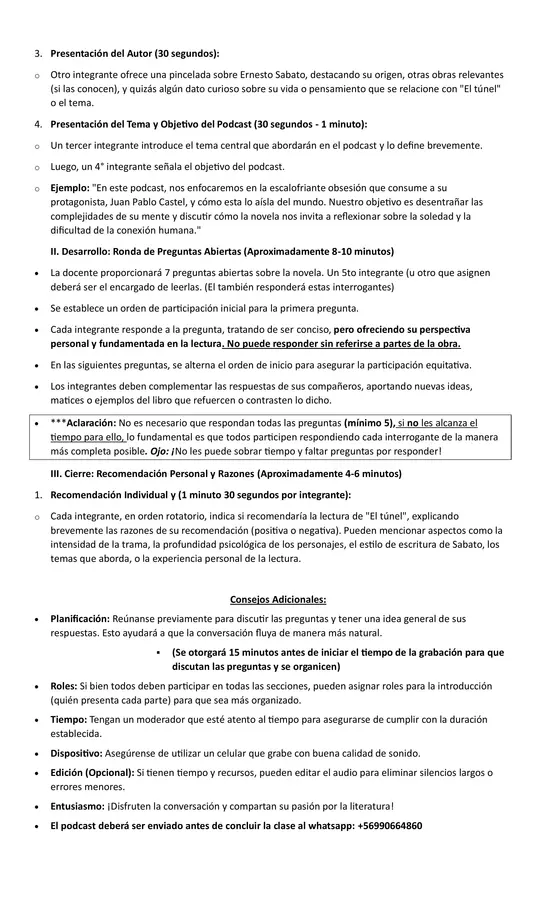 Evaluación: Podcast del Libro El Túnel de Ernesto Sábato