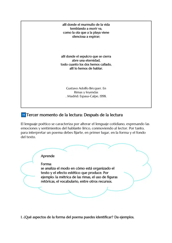 Guía de comprensión lectora de poemas: "Romanticismo" + Pauta de corrección