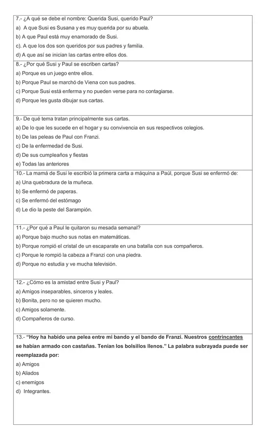 Prueba lectura domiciliaria "Querido Paul, Querida Susy"