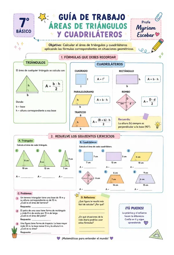 Áreas de triángulos y cuadriláteros