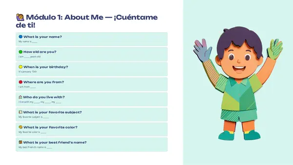 Unidad 1 Inglés: My World