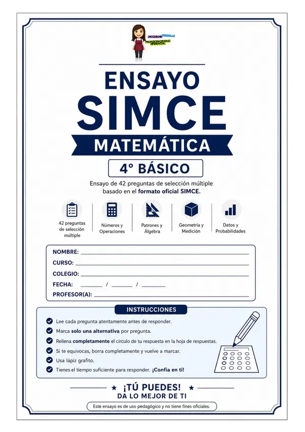 Ensayo SIMCE matemáticas 4to básico 