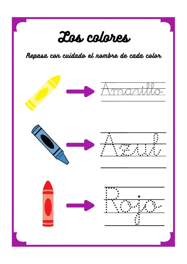 Guía, cuadernillo con actividades sobre Los colores - En español