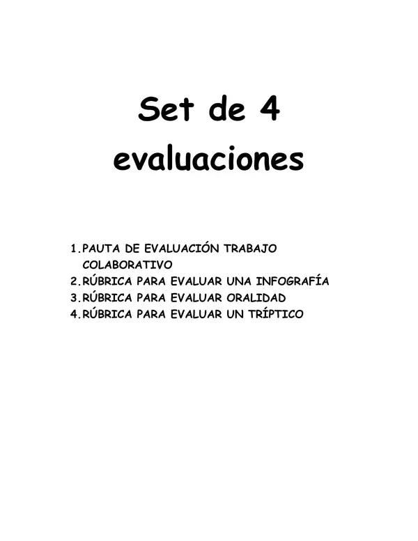 Set de 4 evaluaciones Word editables