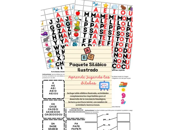 Paquete Silábico Ilustrado – Aprende Jugando las Sílabas