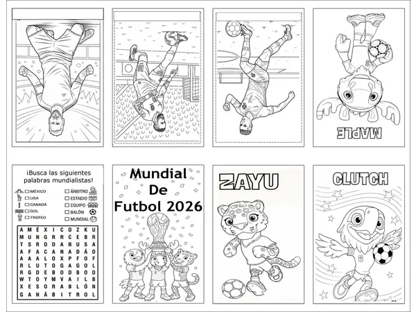Minilibro para colorear mundial de fútbol 2026