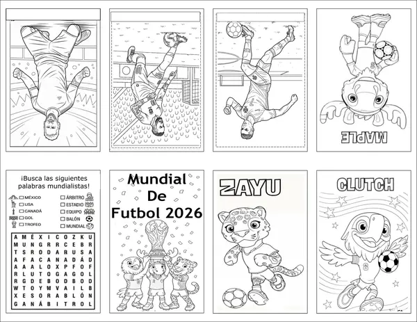 Minilibro para colorear mundial de fútbol 2026