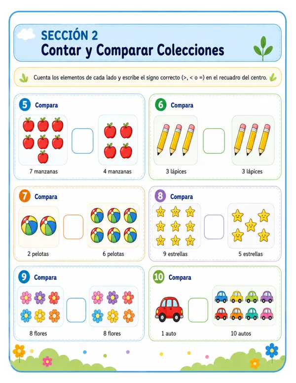Evaluación mayor menor e igual hasta 10.