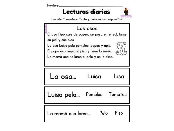 Cuadernillo de lecturas primero básico