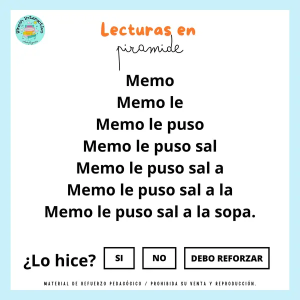 REFUERZO DE LECTURA EN PIRÁMIDE