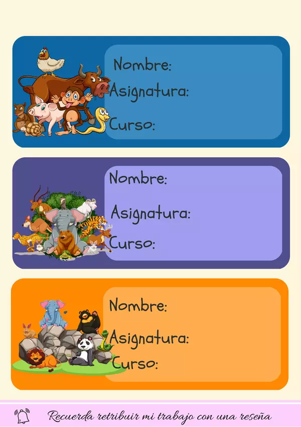 Etiquetas Escolares Edición Especial de Animales