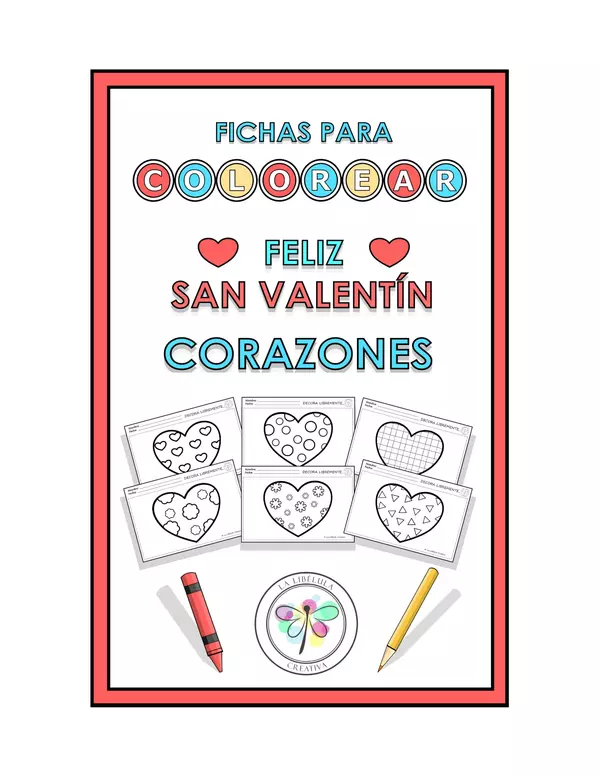 Fichas para colorear Corazones San Valentín Craft
