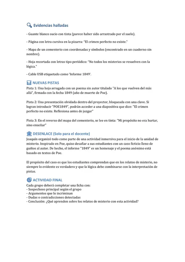 Resuelve el caso enigmatico 