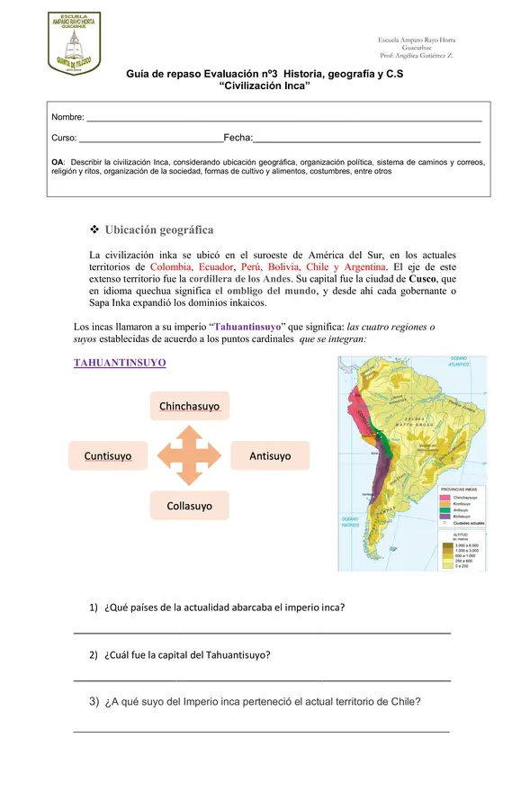 Guía de repaso "Los Incas