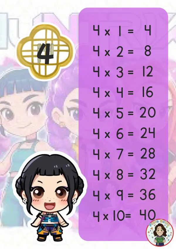 Tablas de multiplicar Guerreras K-pop