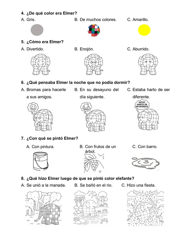 Evaluación Lectura Complementaria "Elmer"