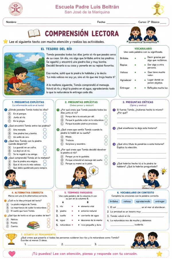 Comprensión lectora nivel ideal: 2do