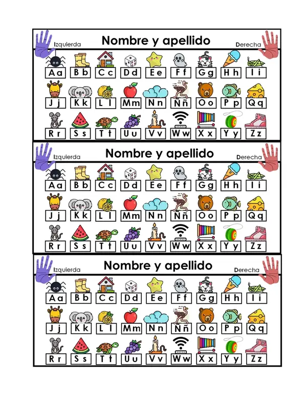 Abecedario para la mesa con nombre
