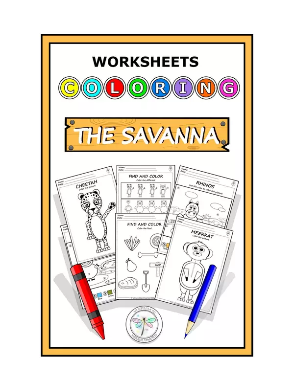 Worksheets Coloring activities Savanna Wild Animals Colorear Actividades La Sabana