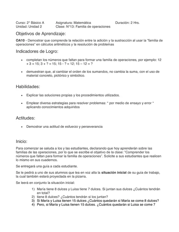 Planificación Familia de operaciones